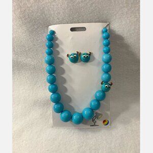 Disney Parks Pixar Monsters Inc Necklace & Earrings Set Sulley New Marks on Card